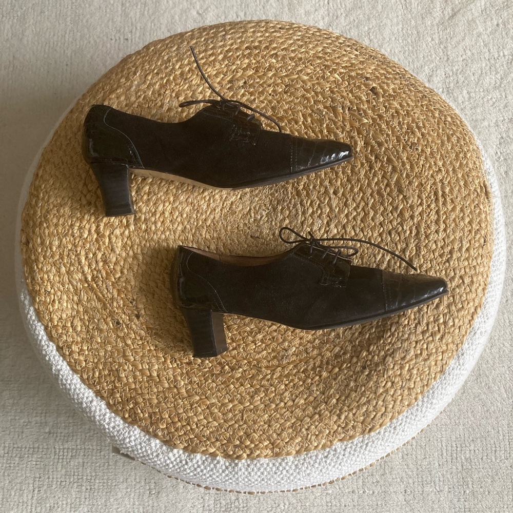 Vintage Suede and Patent Leather Oxfords—Made in Italy